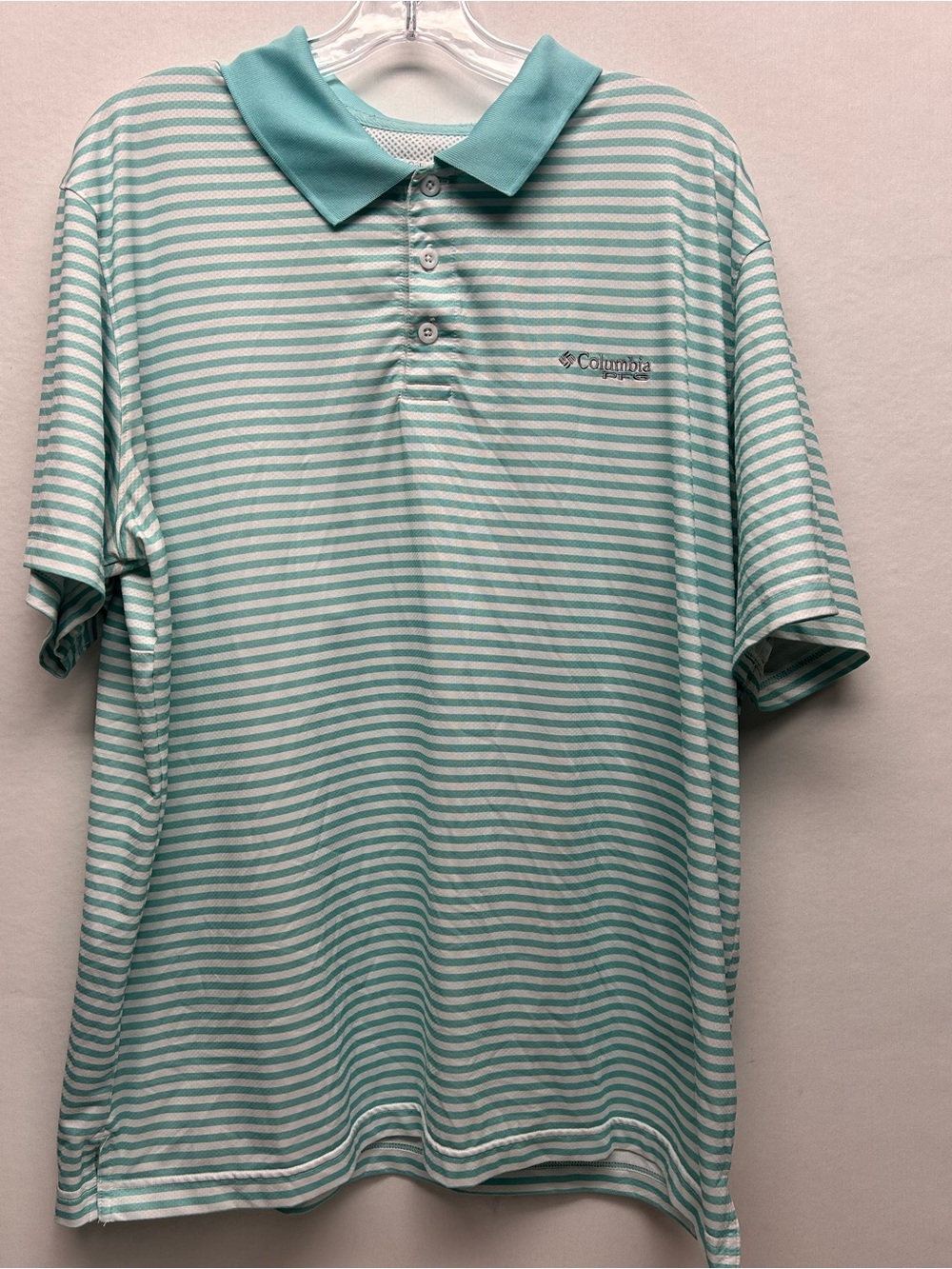 Columbia Men's Mint Green Striped Polo